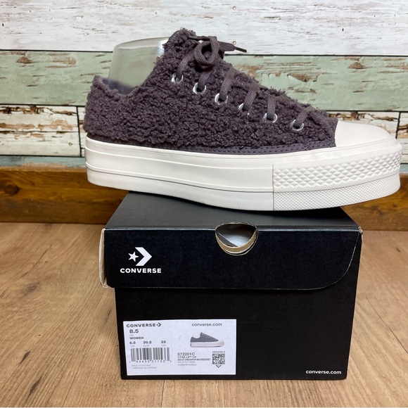 Converse Chuck Taylor All Star Platform Low Cozy Sherpa Purple Ore Size 8.5 - Picture 12 of 14